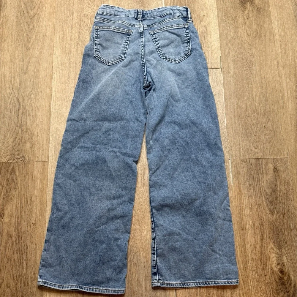 GAP Girls Size 14 Super Soft Baggy Wide-Leg Light Wash Blue Denim Jeans Pockets